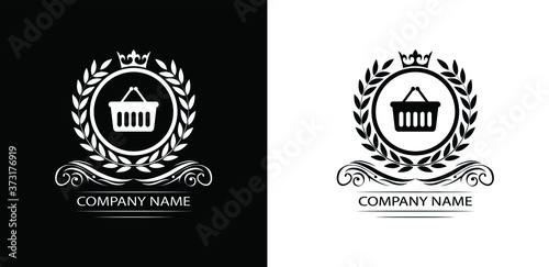 shop logo template luxury royal vector company decorative emblem with crown
