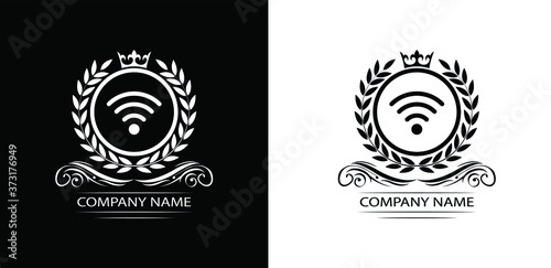 wifi logo template luxury royal vector company decorative emblem with crown