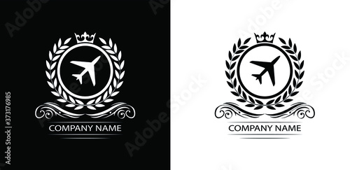 airline logo template luxury royal vector travel company decorative emblem with crown