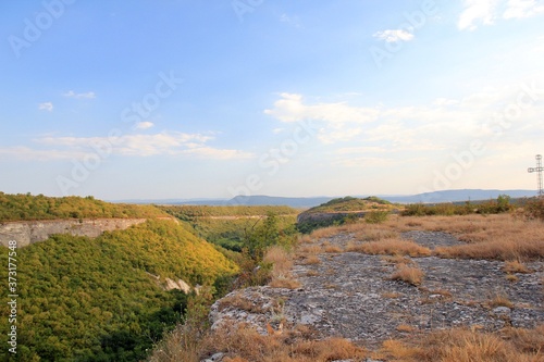 Ovech fortress and its surroundings in the evening at sunset. Provadia (Bulgaria)