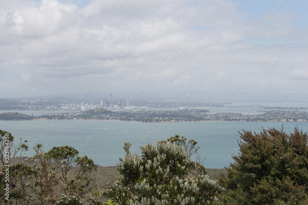 The view of Auckland City from Rangitoto Island, New Zealand.