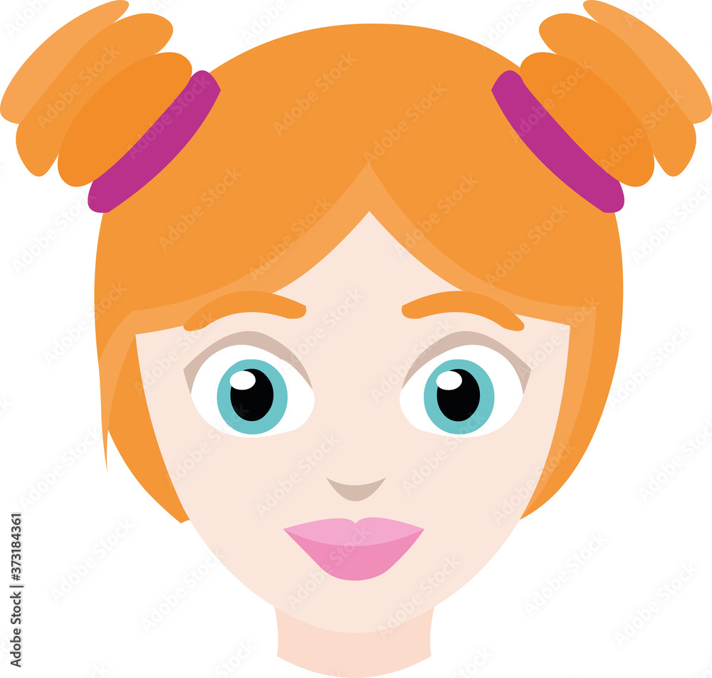 Vector illustration of the face of a girl with red hair Vector illustration of the face of a girl with red hair