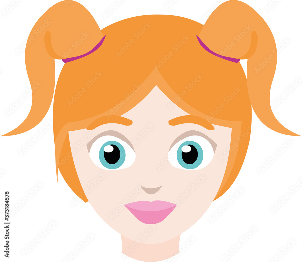 Vector illustration of the face of a girl with red hair Vector illustration of the face of a girl with red hair