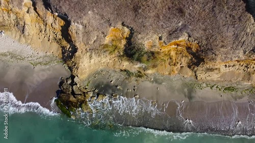 Summer scenes sea and beach shot from the air