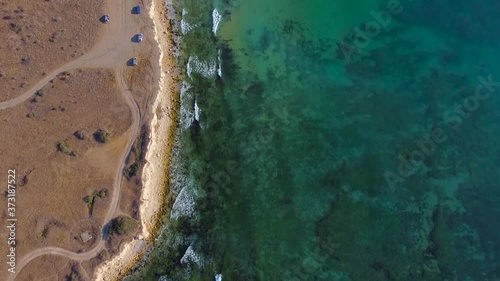 Summer scenes sea and beach shot from the air