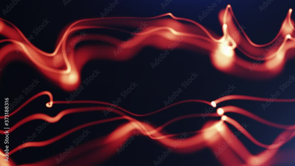 Red waves animation. Beautiful geometric movement of lines and waves  motion background. 