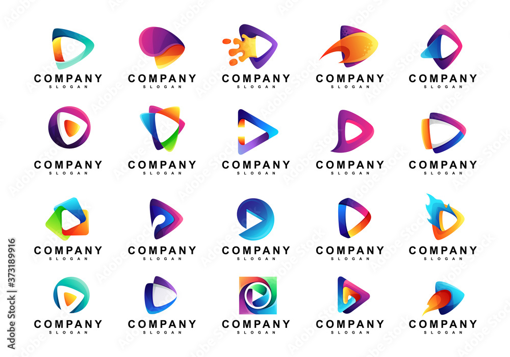 Set of Colorful Media Play Logo Set of Colorful Media Play Logo