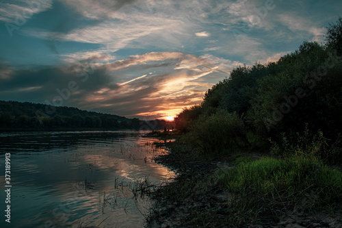 sunset over the river