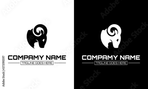 Ilustration vector graphic of  Sheep head design vector on white and black background. Wild animal.
