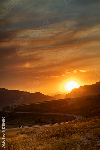 sunset over the mountains