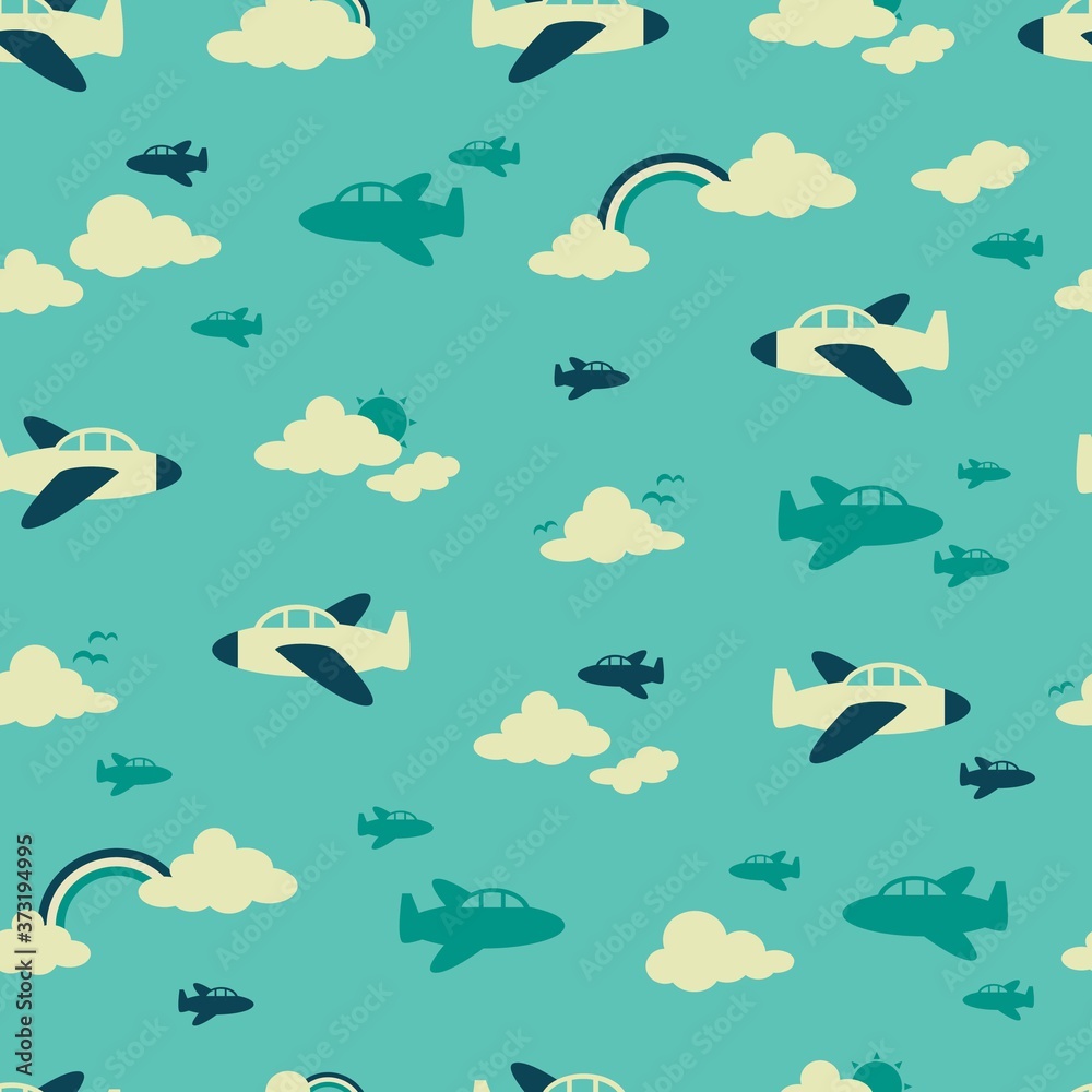 Retro Flying Plane Vector Illustration Background Pattern Retro Flying Plane Vector Illustration Background Pattern