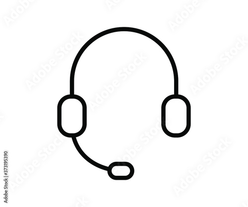 Vector illustration of headphone icon, thin line icon on isloated white background.