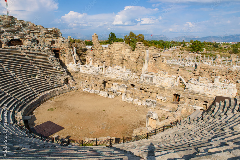 Roman theatre in Side in Antalya, Turkey