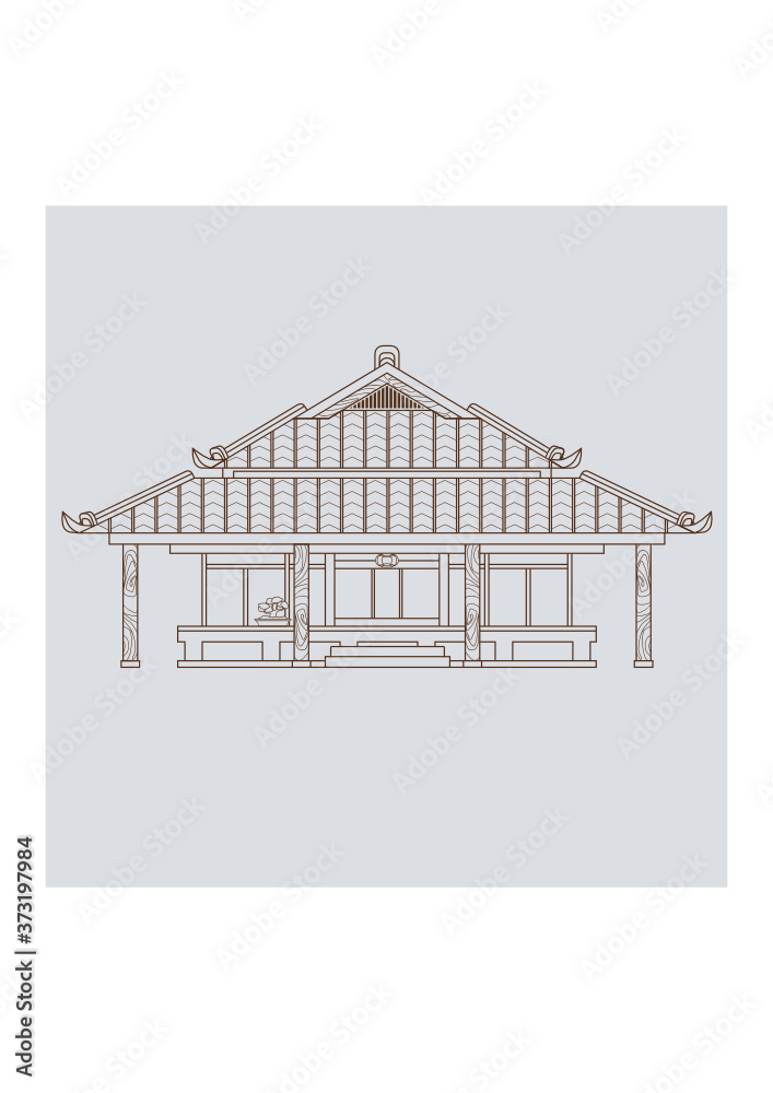 Vetor de Editable Traditional Japanese House Vector Illustration in ...