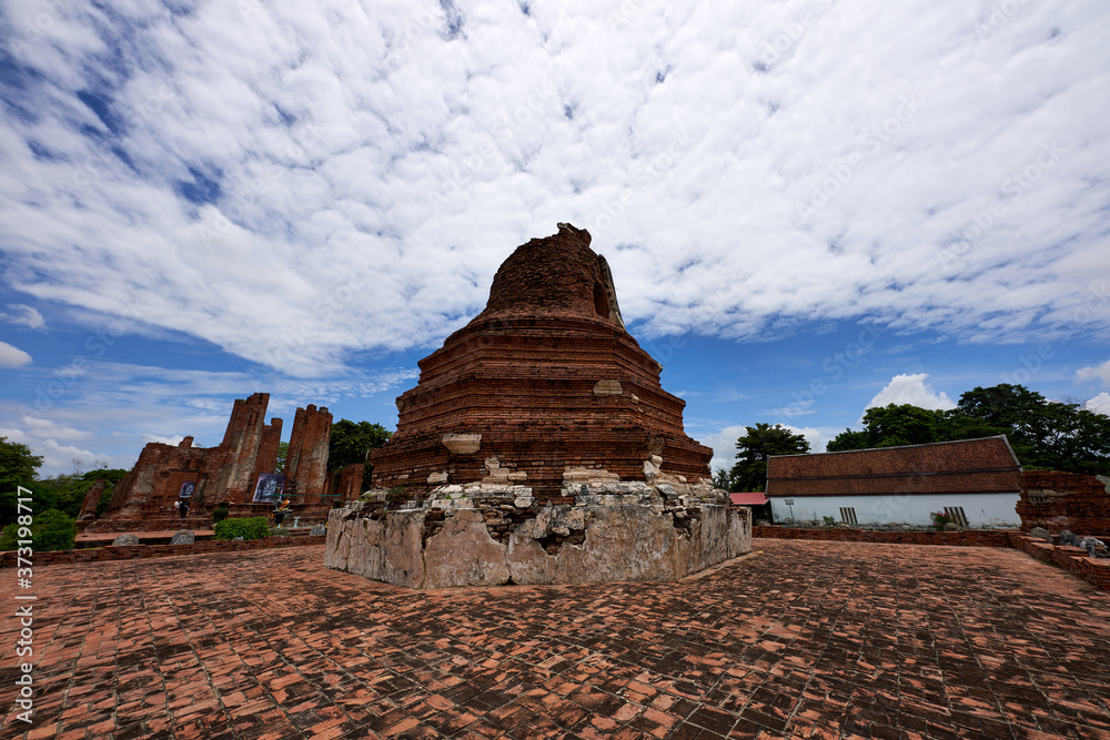 Wat Thammikarat ancient temple built before foundation of Ayutthaya one of a famous travel place in Ayutthaya Historical Park