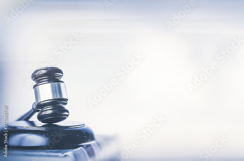 Legal law background image with gavel on  white background.