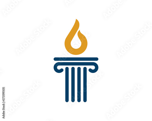 Pillar law firm with golden fire on top