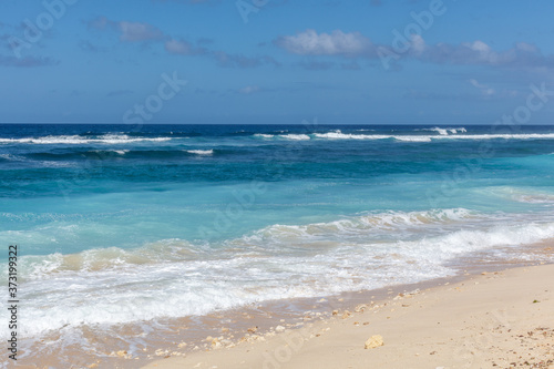 Popular Melasti Beach  Pantai Melasti   Bukit  Bali  Indonesia. Turquoise water  rocks  ocean scenery. 