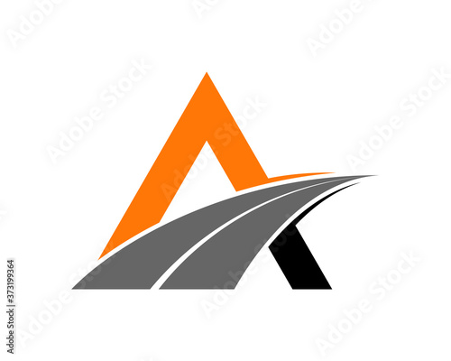 A Letter with road way asphalt logo