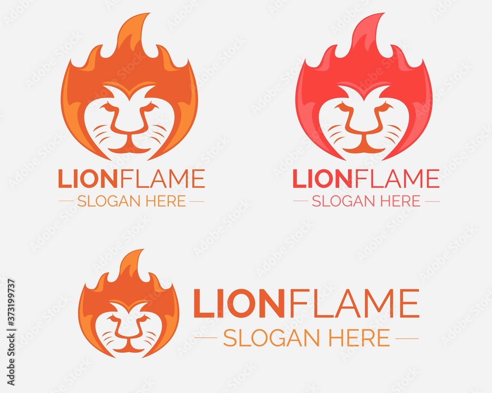 Illustration vector design of Lion Flame logo template for business or company