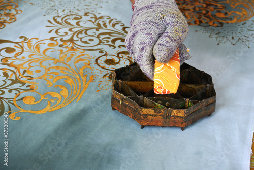 Photography KUALA LUMPUR, MALAYSIA -JUNE 25, 2016: Handmade stamping batik