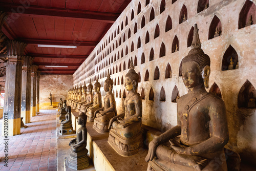 Detail of buddha statue at Wat Si Saket in Vientiane, Laos