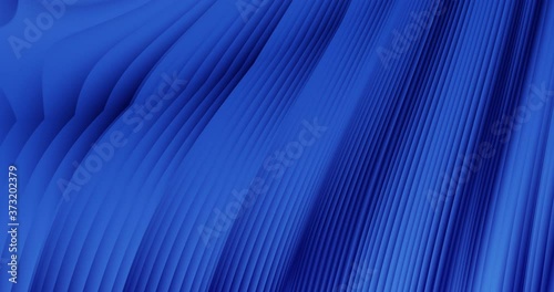 4k 3D animation of rows of colorful blue stripes. Geometry pattern motion background. 3D - rendering