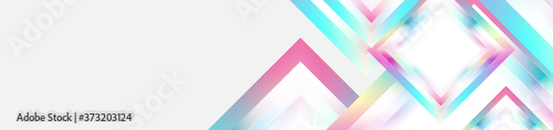 Holographic glossy squares geometric abstract tech banner. Vector art colorful background