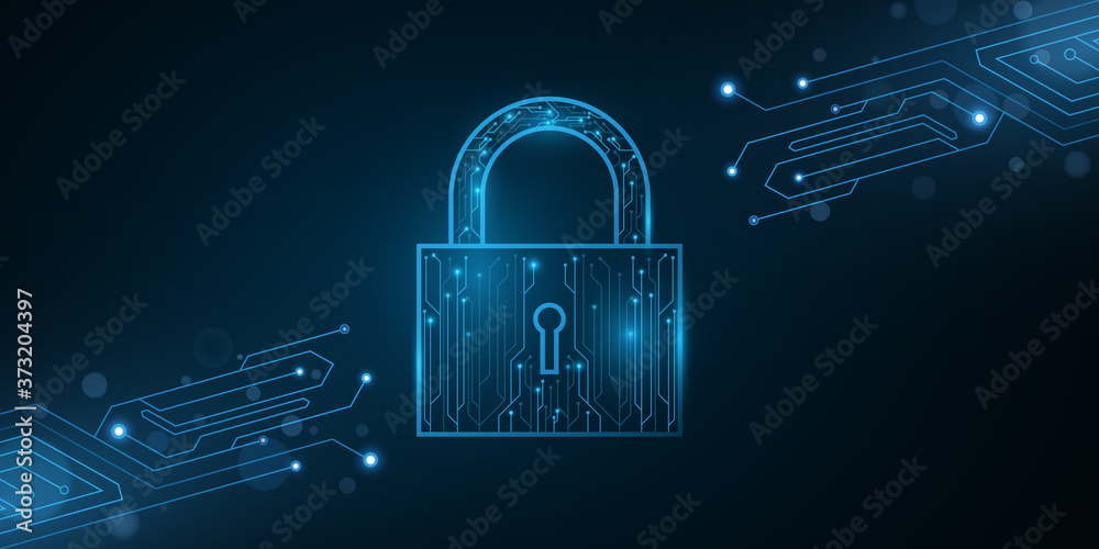 Security lock in futuristic cyber style. Password protection of ...