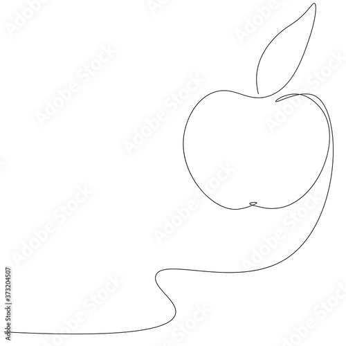Apple fruit silhouette one line drawing. Vector illustration