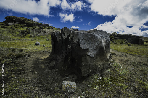 Closeup shot of a rocky landscape in Chimborazo volcano in Ecuador