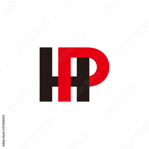 letter hp simple linked geometric colorful logo vector