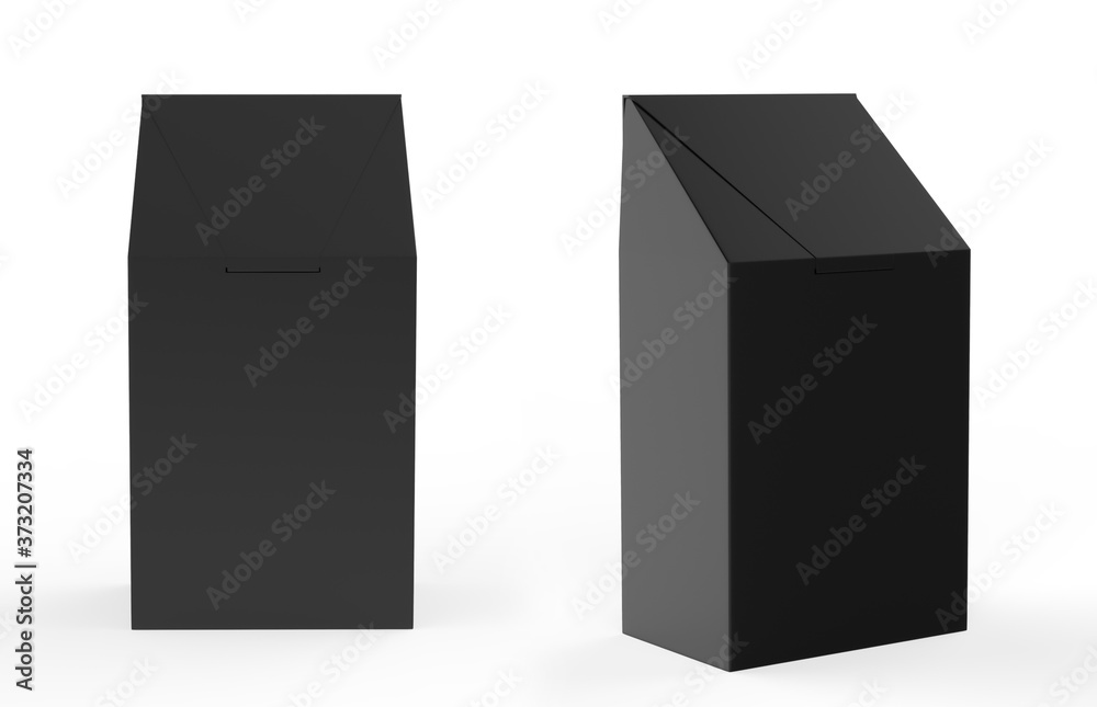 Realistic blank cardboard packaging boxes mock up isolated on white background. Realistic take away food box mock up. 3d illustration