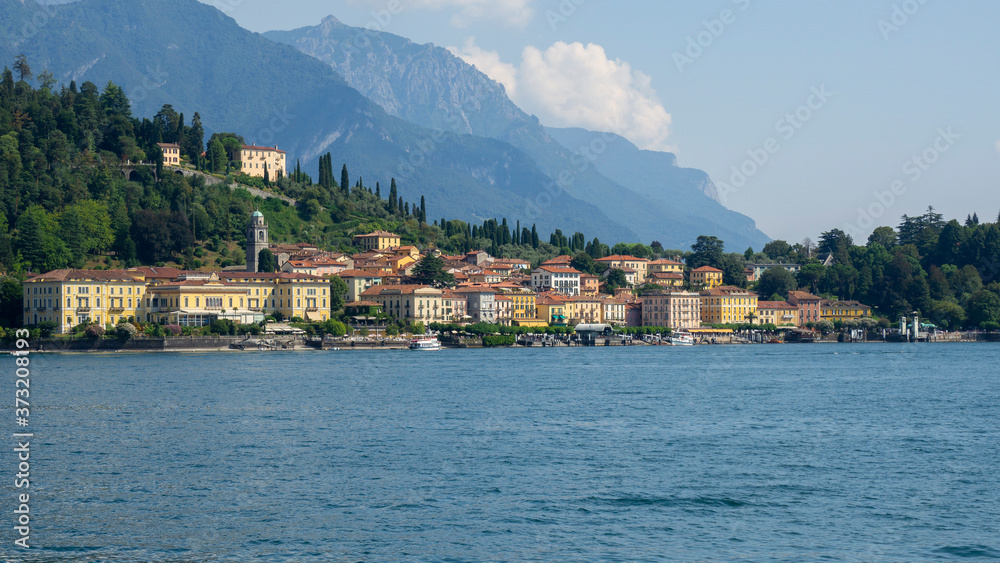 Bellagio, Italy. Amazing view of the village from the boat. Bellagio one of the most famous Italian place in the world. Best of Italy. Como lake. traditional Italian landscape. Summer time