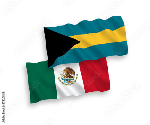 Flags of Mexico and Commonwealth of The Bahamas on a white background