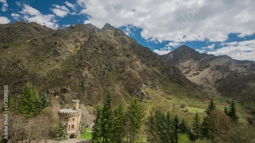 Elbrus area. mountains of the caucasus in a clouds. Russia. Timelapse hyperlapse. valley of the narzan. kislovodsk. mineral water. mineralnie vodi city. High quality footage video photo