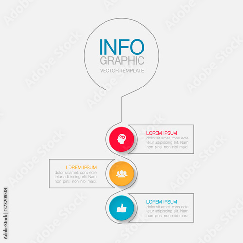 Vertical vector infographic template, 3 steps or options. Data presentation, business concept design for web, brochure, diagram.