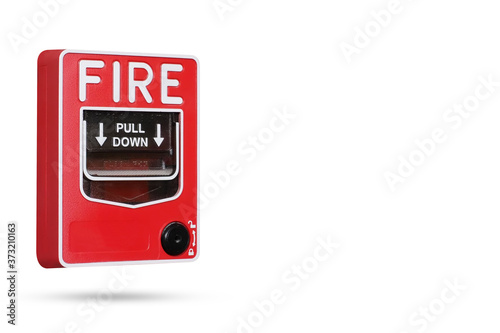 Fire alarm switch red isolated on white background , Ideal for use in the design put images and insert text.