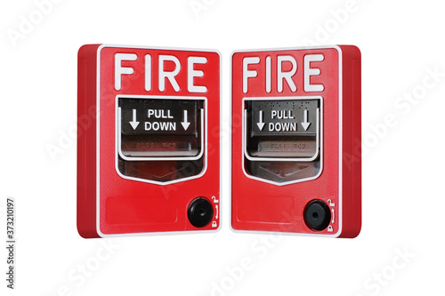 Fire alarm switch red isolated on white background  , Ideal for use in the design put images and insert text.