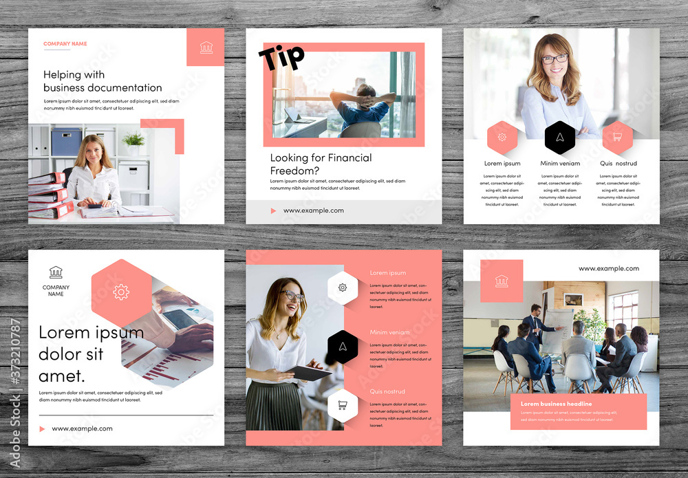 Elegant Business Social Media Square Post Layouts Stock Template ...