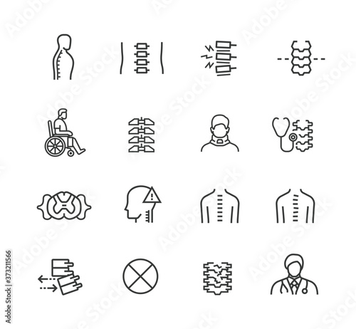 spinal cord injury rehabilitation icon set