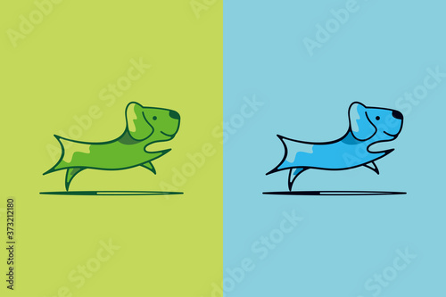 creative logo design dog jump training vector