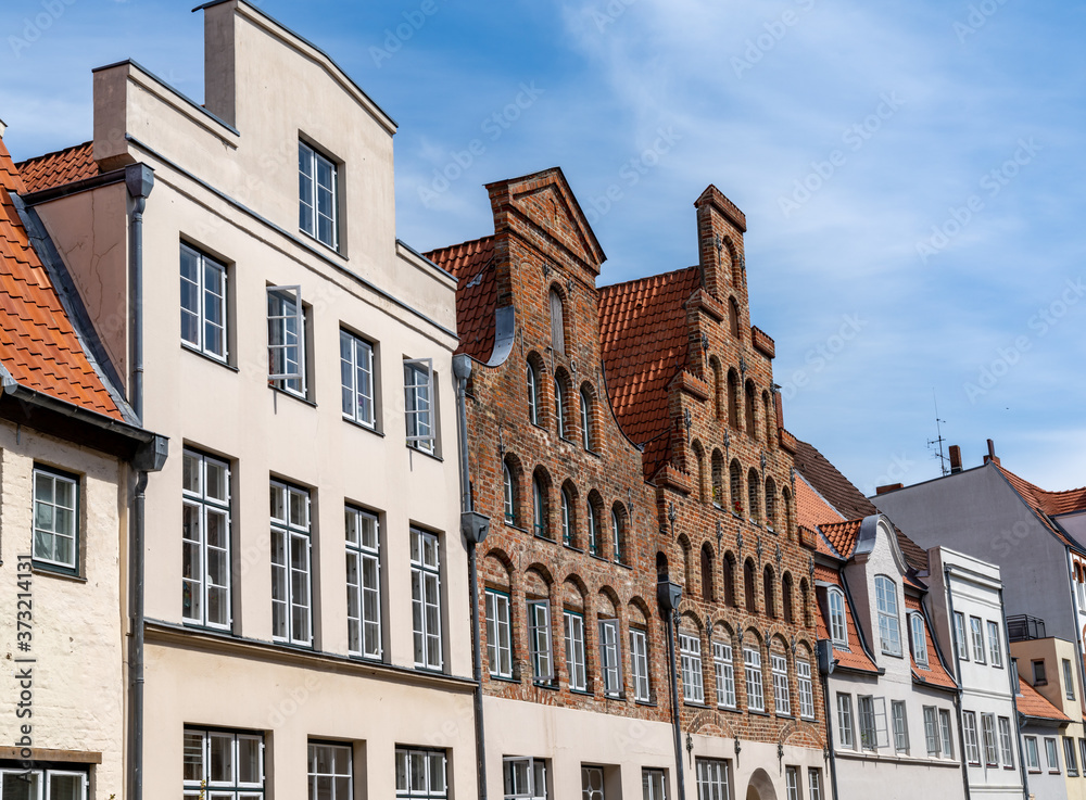 historic old buildings in the city center of Lubeck