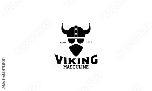viking scandinavia with mask helmet logo vector icon illustration