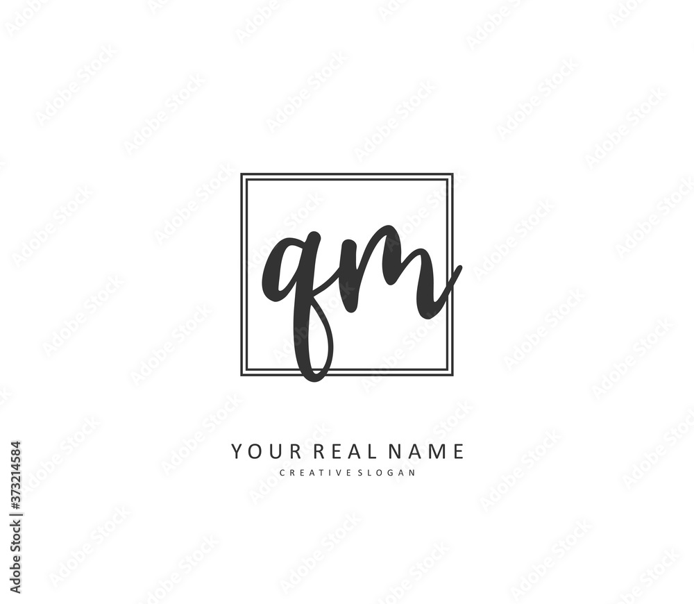Q M QM Initial letter handwriting and signature logo. A concept handwriting initial logo with template element. Q M QM Initial letter handwriting and signature logo. A concept handwriting initial logo with template element.