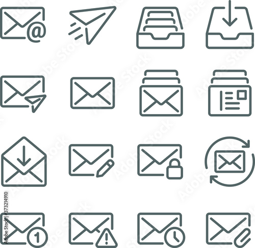 Email icon illustration vector set. Contains such icon as Inbox, Sent, Attached, Privacy, Edit, Read, Unread and more. Expanded Stroke