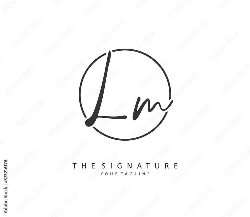 L M LM Initial letter handwriting and signature logo. A concept handwriting initial logo with template element.