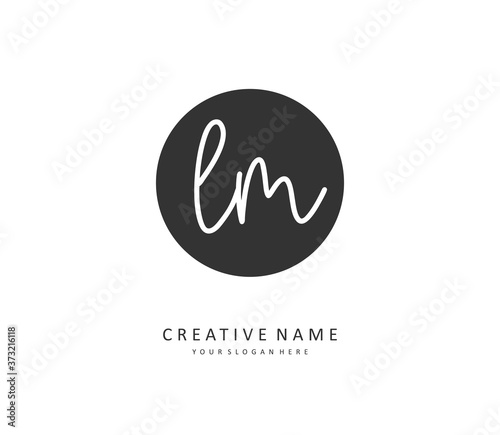 L M LM Initial letter handwriting and signature logo. A concept handwriting initial logo with template element.