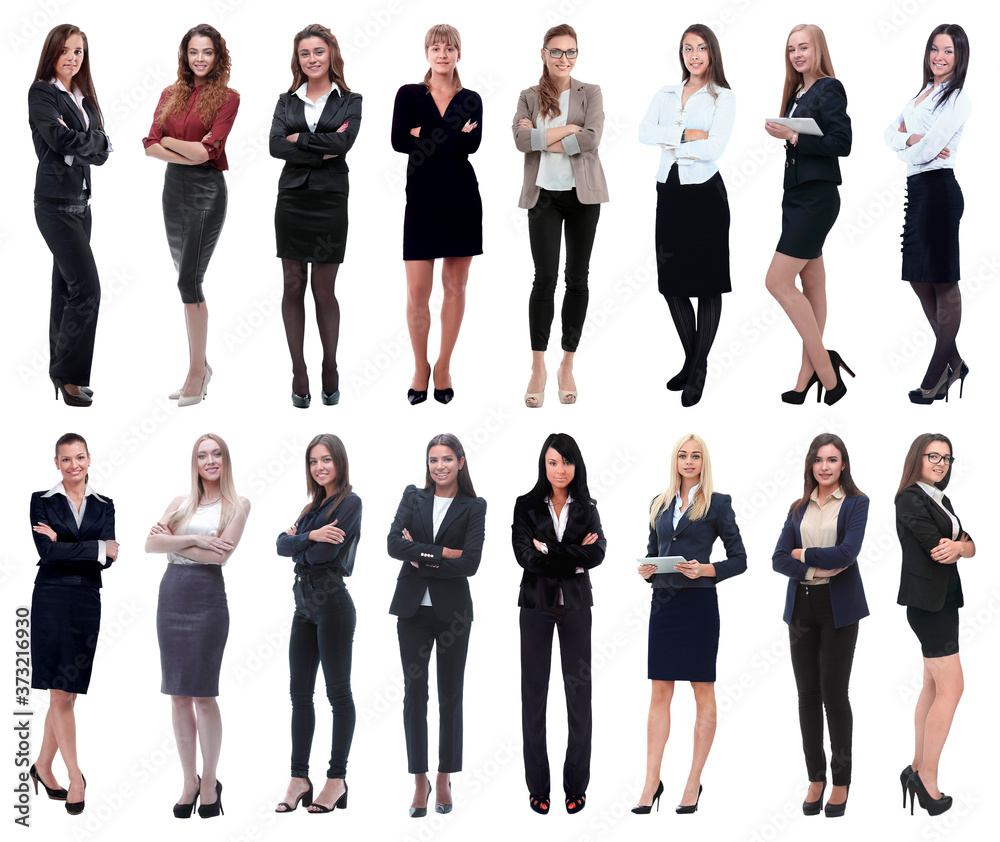 Obraz premium in full growth.collage of a group of successful young business women.