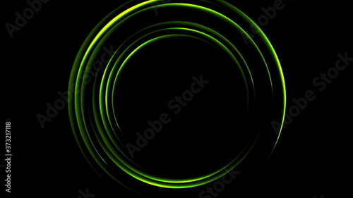 Bright green neon circles abstract background